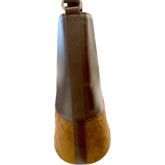 Burberry Shoulder Bag Brown Leather Suede Check Stitching - Picture 4 of 9